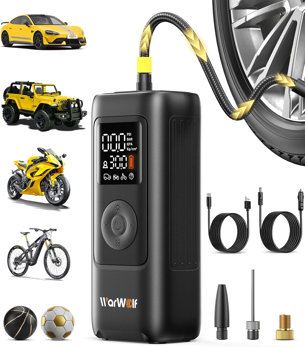 Smart Heavy Duty Tire Inflator, Auto Shut-Off at Target PSI, Portable Air Com...
