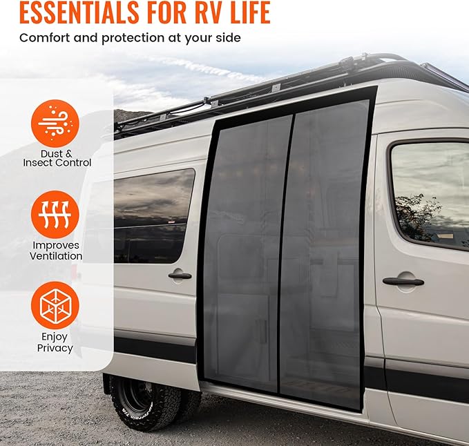71''H x 59''W Van Bug Screen Side Door Sliding Door Window Co...