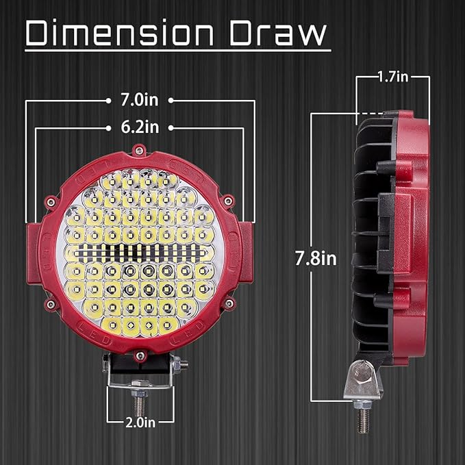 Round LED Light Pods, 7 Inch 120W 10000lm LED Off Road Driving Auxiliary Fog ...