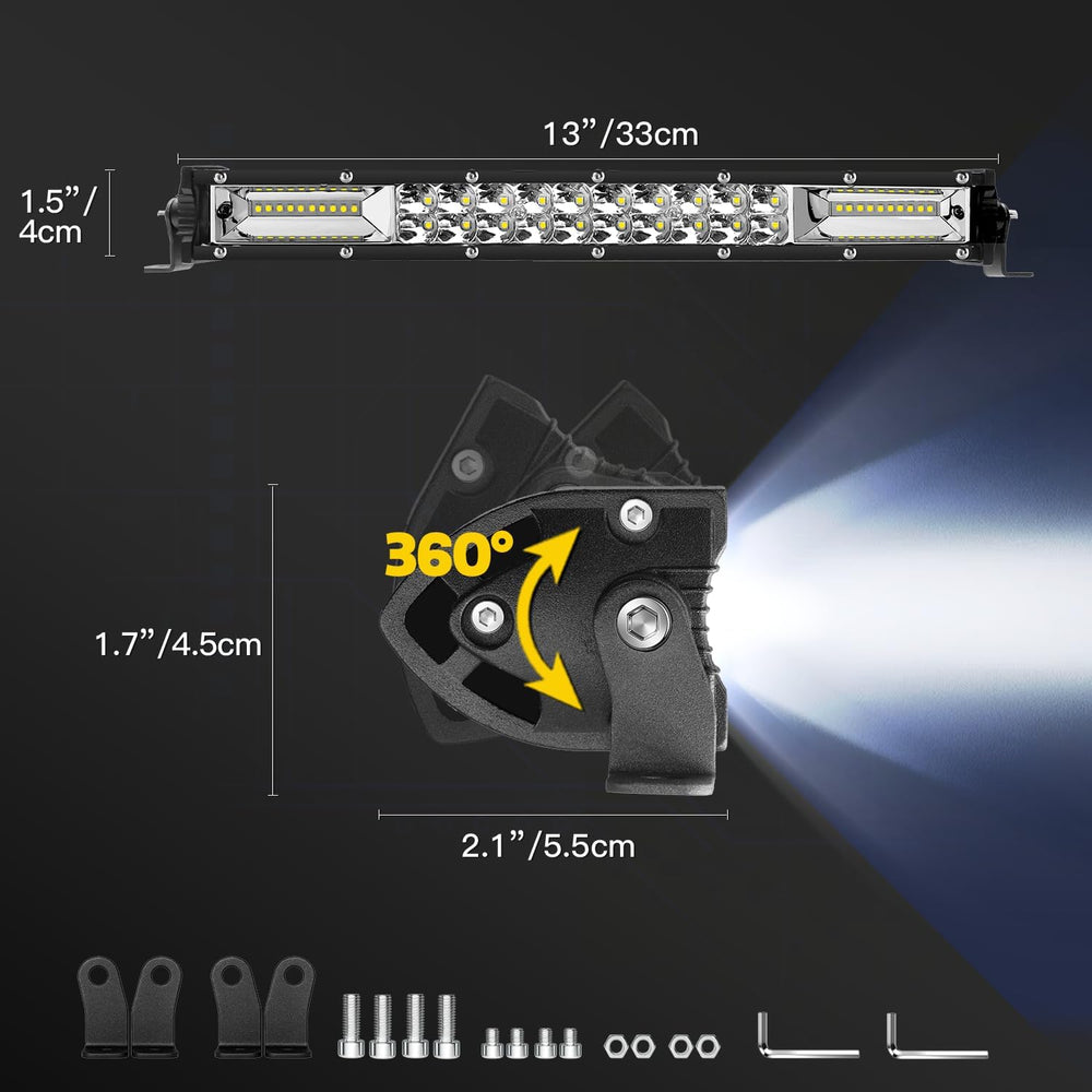 Slim LED Light Bar for Truck - MUVKQC 13 Inch 120W 10000lm Double Row Light B...