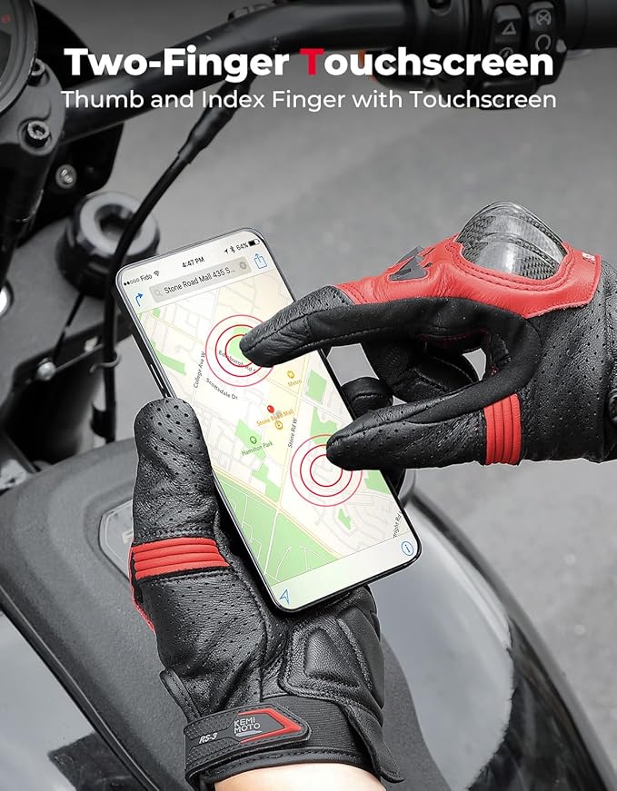 KEMIMOTO Sheepskin Leather Motorcycle Gloves