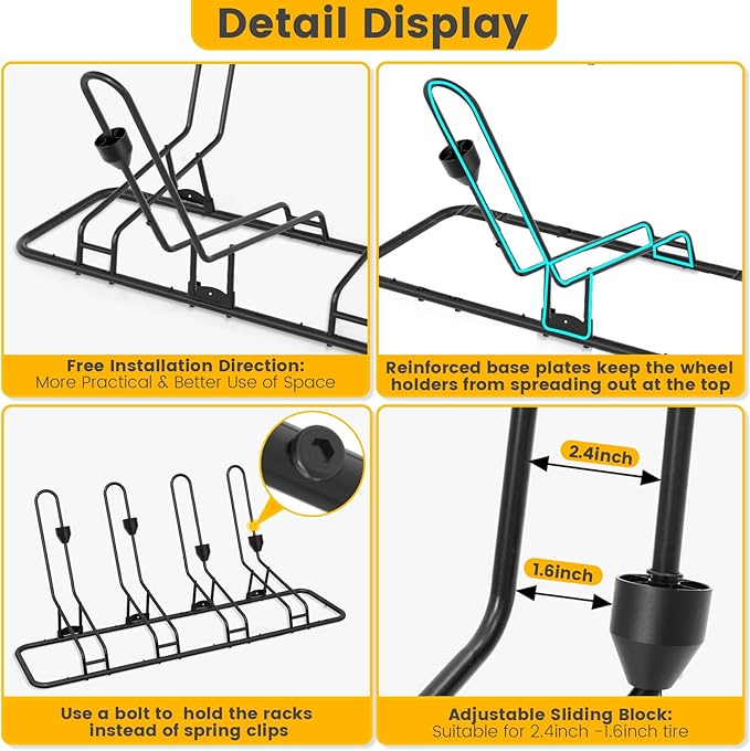 4 Floor Bike Rack, Safeguard Disc Brakes & Derailleurs Design, Waterproof