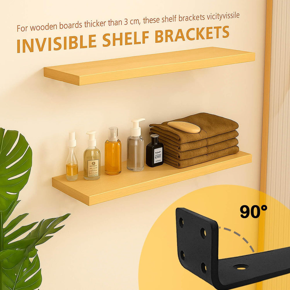 Floating Shelf Bracket 4 Inch of 8 Pack Heavy Duty Shelf Brackets Black Coate...