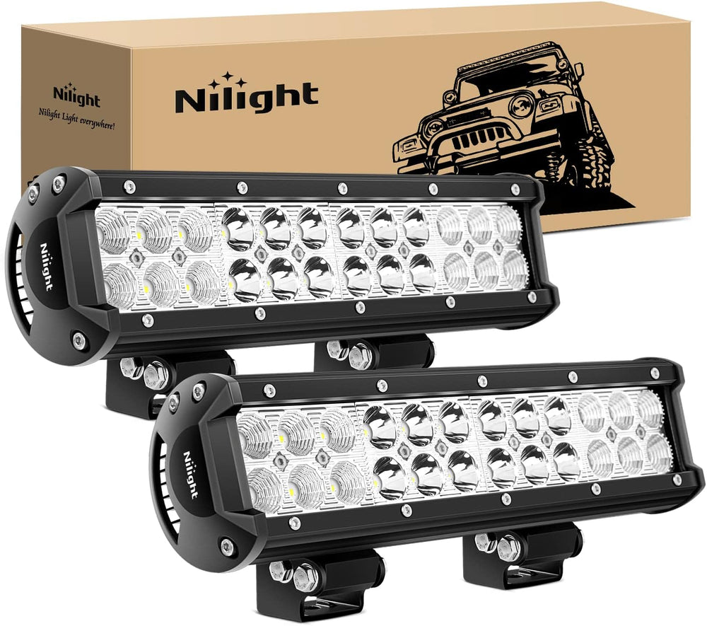 Nilight Led Light Bar 2Pcs 12Inch 72W 5040 LM Spot Flood ComboLed Off Road Li...