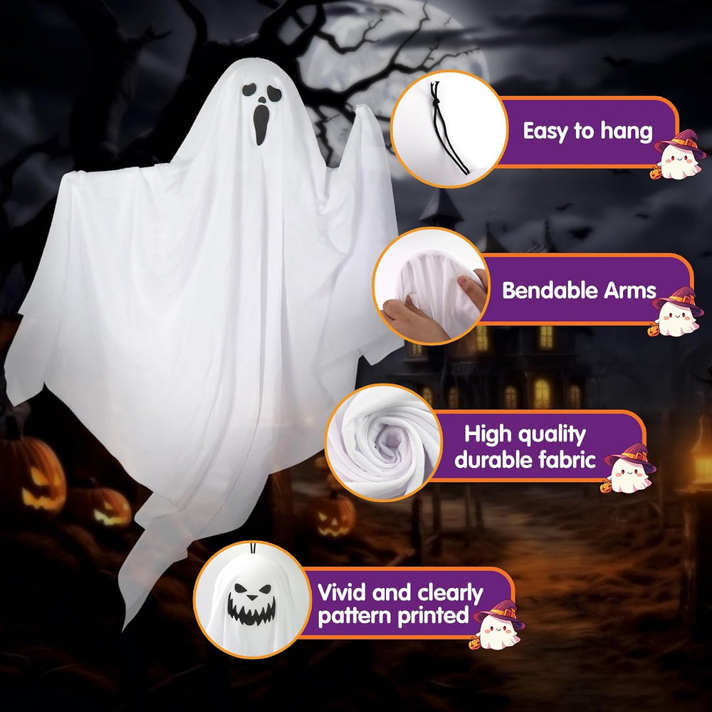 9 Pack Halloween Hanging Ghosts, 27.6 Inch Flying Ghost Decorations