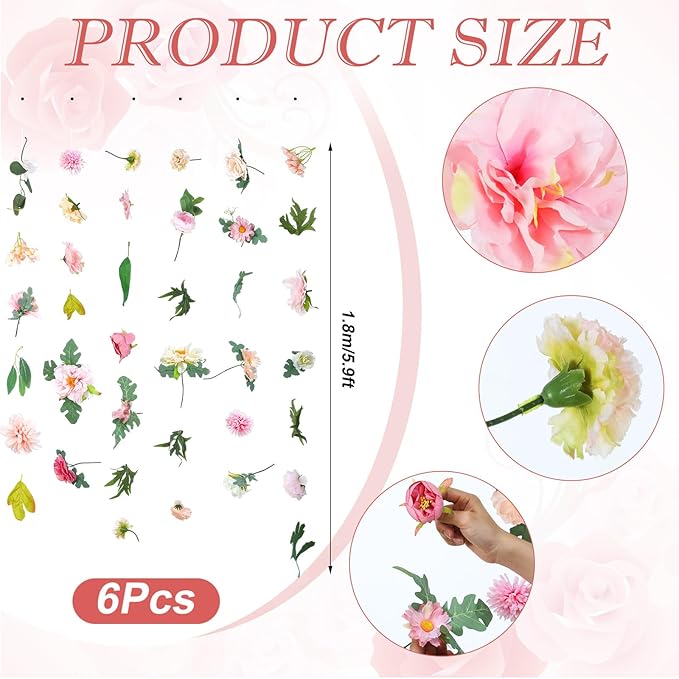 XunYee 6 Pcs 35.4 ft Flower Garlands Hanging Wildflower Backdrop Decoration A...