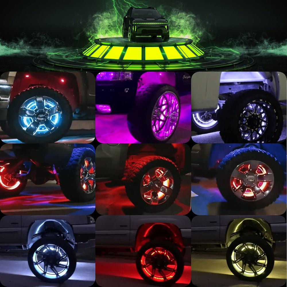 4pcs 17.5 inch Double Row Wheel Lights for Truck/Car/ATV/UTV, Dancing Chasing...