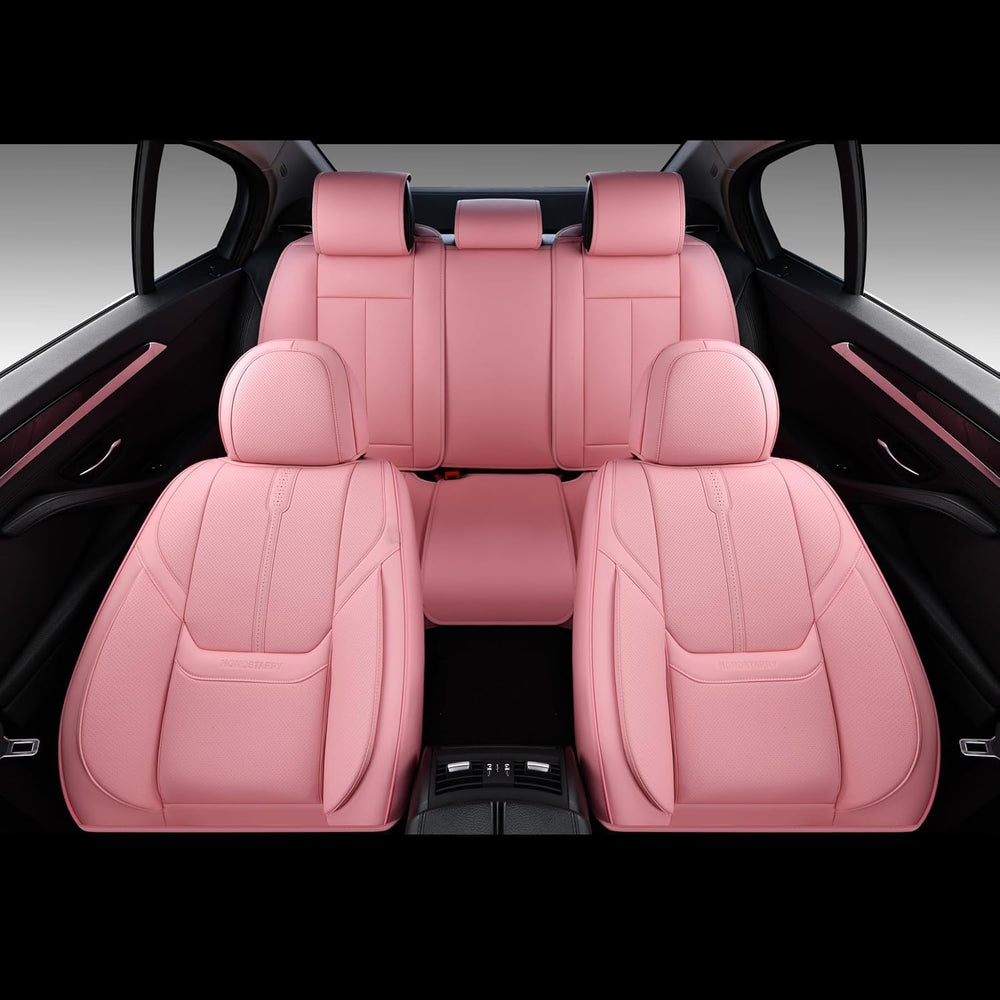 Pink Leather Car Seat Cover for Front Pair, Anti-Slip Universal