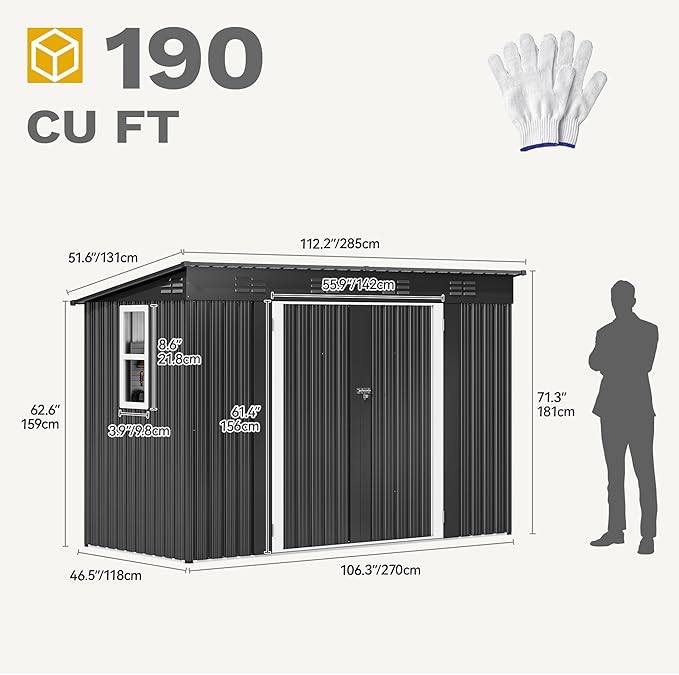 DWVO 9' x 4' Outdoor Storage Shed