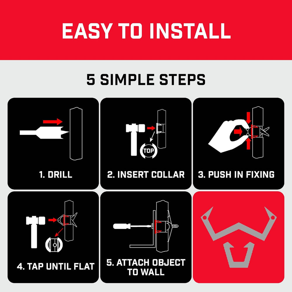 Bullfix Universal Drywall Fixings - Holds up to 255lbs, Heavy Duty Wall Ancho...