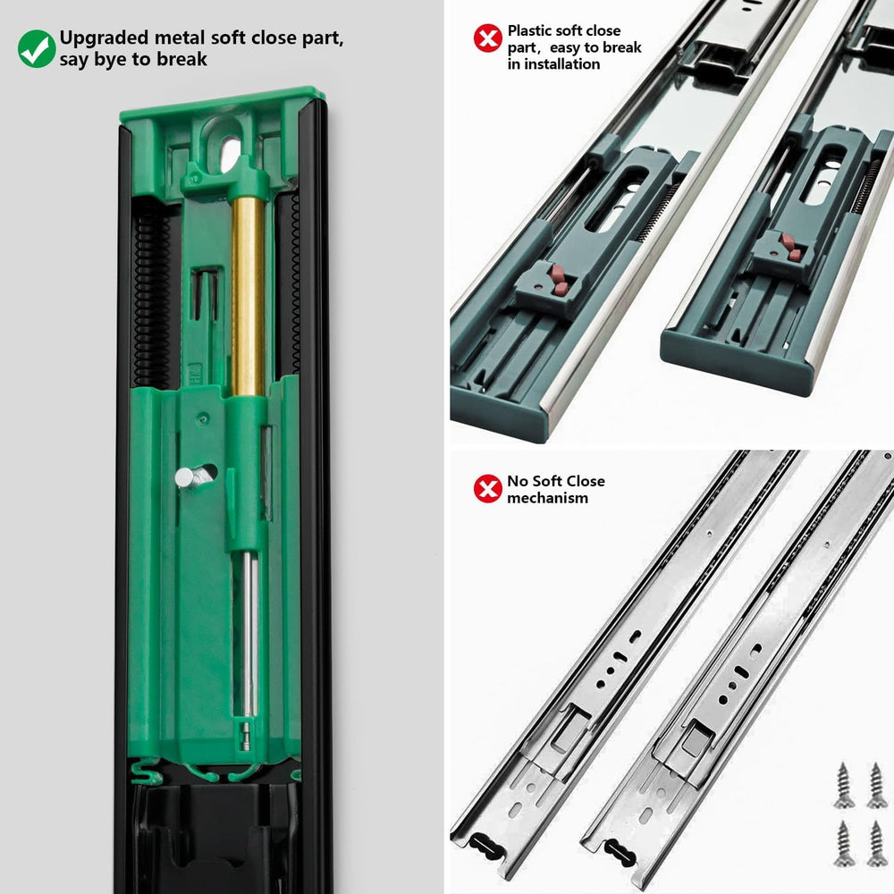 homdiy 10 Pairs 22 Inch Soft Close Drawer Slides Heavy Duty Side Mount