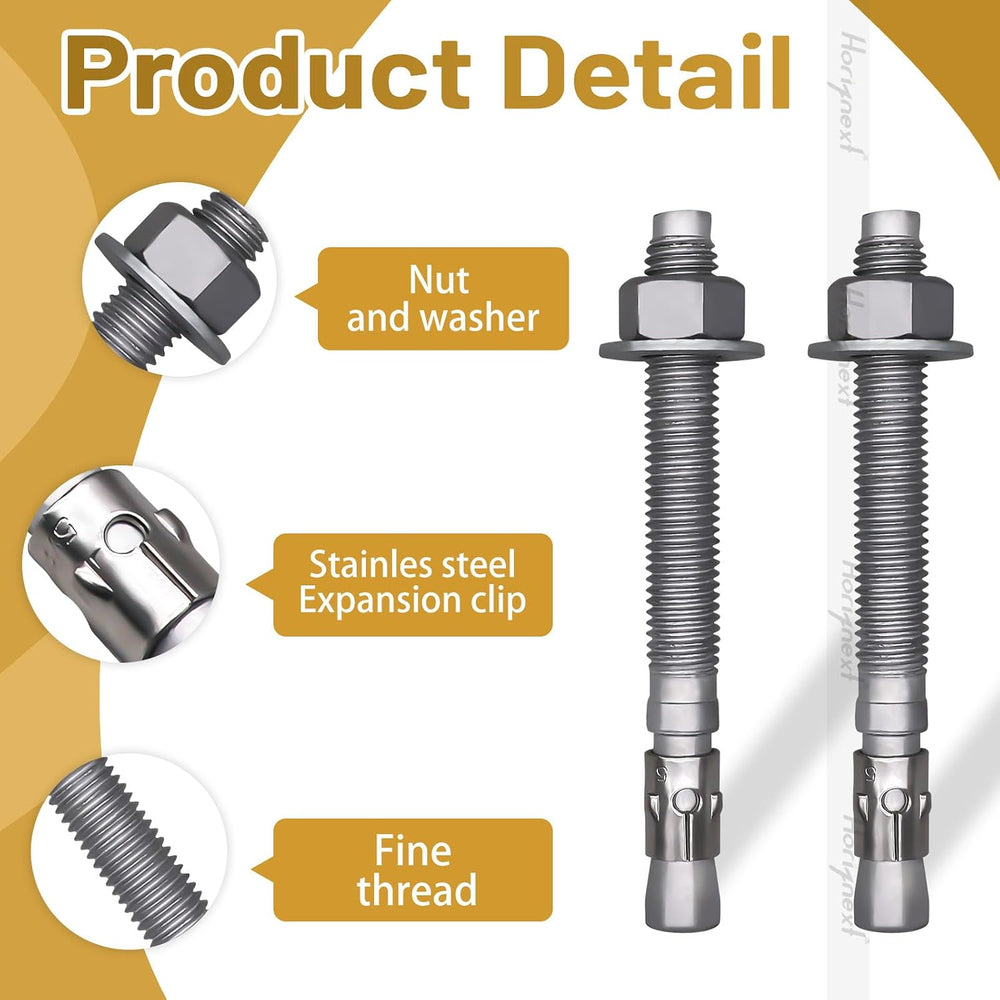5/8 Concrete Anchor Bolts,Wedge Anchors,Concrete Anchors, 20 Pcs