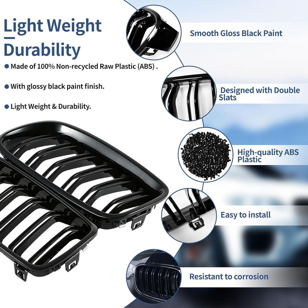 F30 Grill - Front Kidney Grille Black Grill for 2012-2018 BMW 3 Series F30 F3...