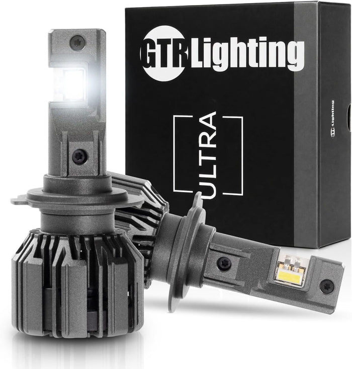 GTR Lighting H7 Ultra Series Powersport Light for Off-Road or Fog: 1000% Brighter than Halogen, 5750K White, 70000Hrs Lifespan IP68 Waterproof, Pack of 2