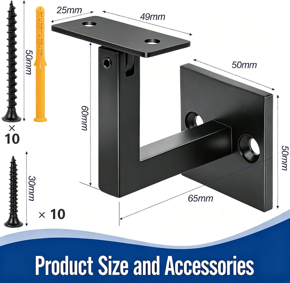 Set of 5 Adjustable Swivel Handrail Brackets, 304 Stainless Steel Stair Raili...