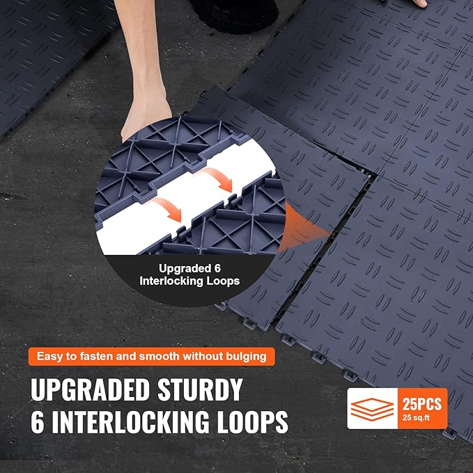 VEVOR Garage Tiles Interlocking, Non-Slip Double-Sided Texture Garage Floorin...