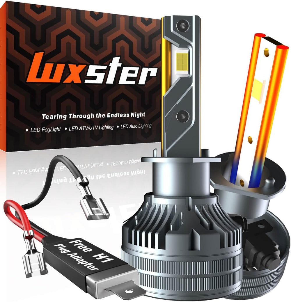LUXSTER | Punisher H1 LED Bulbs, H1 Plug Adapters Included, 40000LM Ultra Bri...