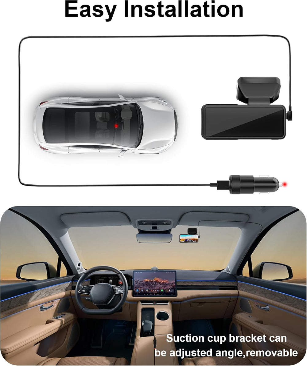 4K Dash Cam Front, Built-in 5.8G WiFi, Free 64GB Card & 48W A+C Car Charger