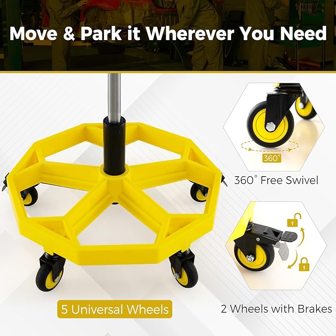 Mechanic Stool, 350 LBS Capacity Rolling Shop Stool