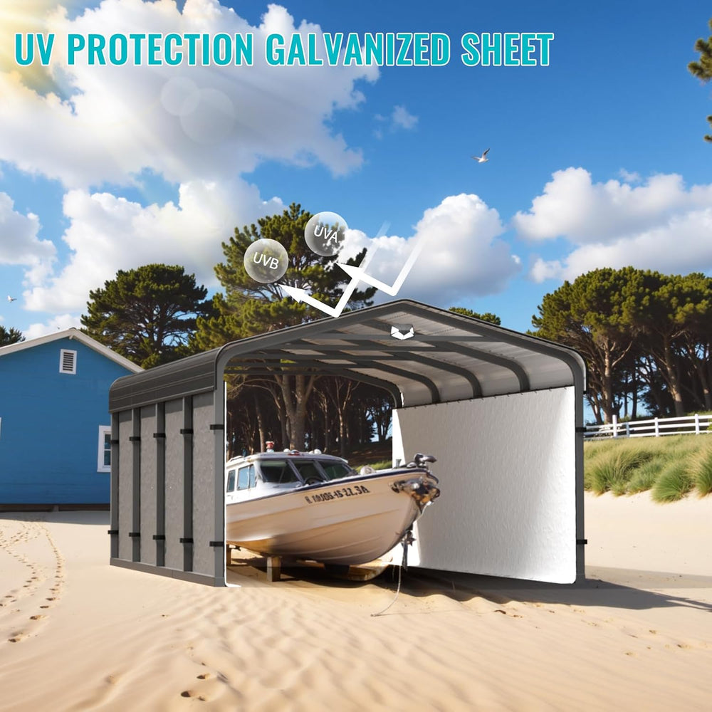 Sannwsg 12x20Ft Metal Carport Canopy Heavy Duty, Removable Sidewall