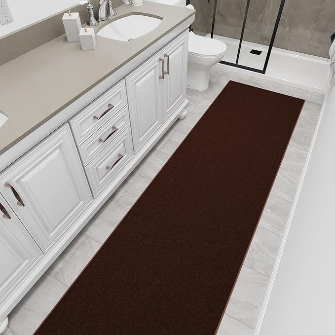 Ottomanson Hallway Runner Rug 2'7" x 9'10" Non Slip Solid A...