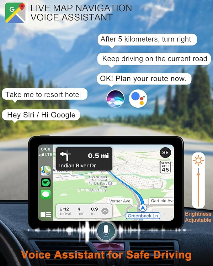 Compatible Wireless Apple CarPlay Android Auto Car Screen, 720P Back Camera 7″