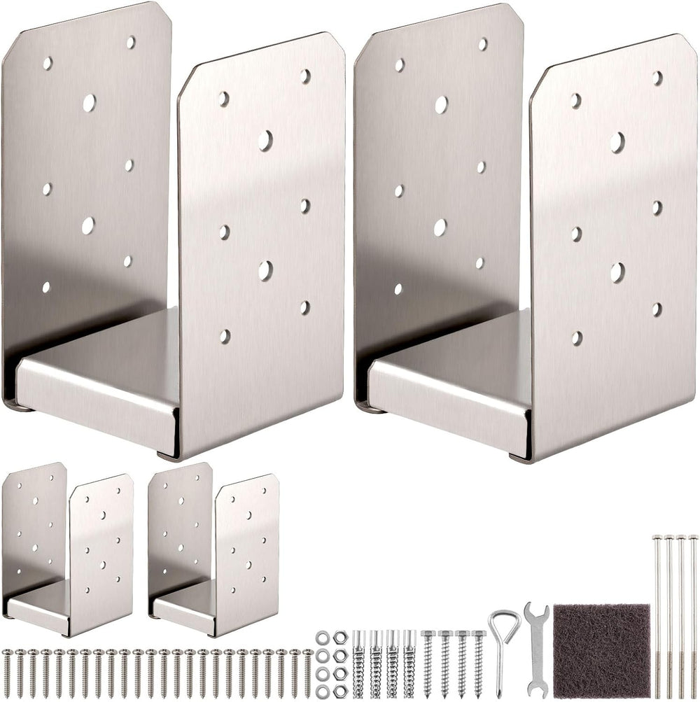 4"x4" Adjustable Post Base, 4Pcs,Stainless Steel Post Anchor Bracket