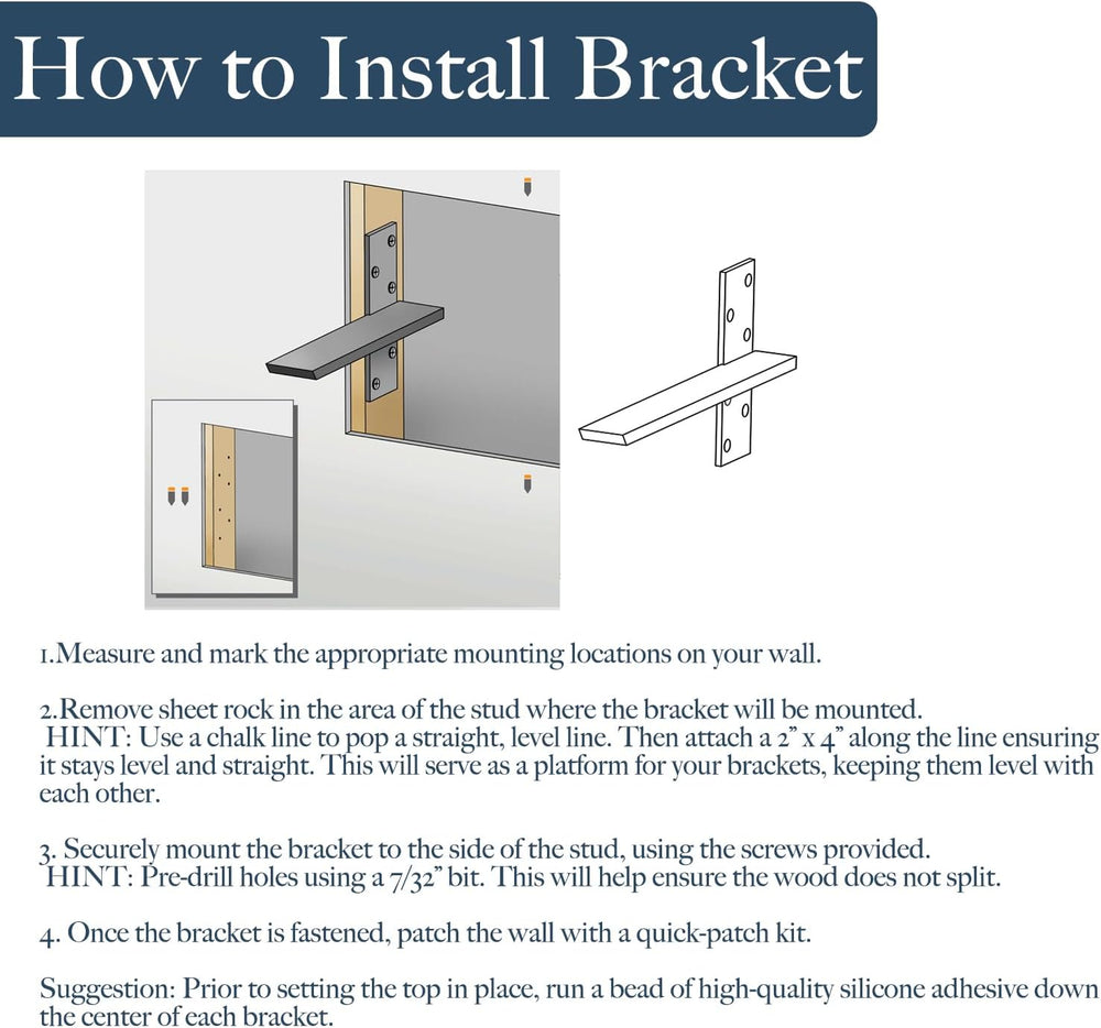 Free Hanging Countertop Support Bracket 10" Lx2.5 W 2 Pack Heavy Duty Hi...