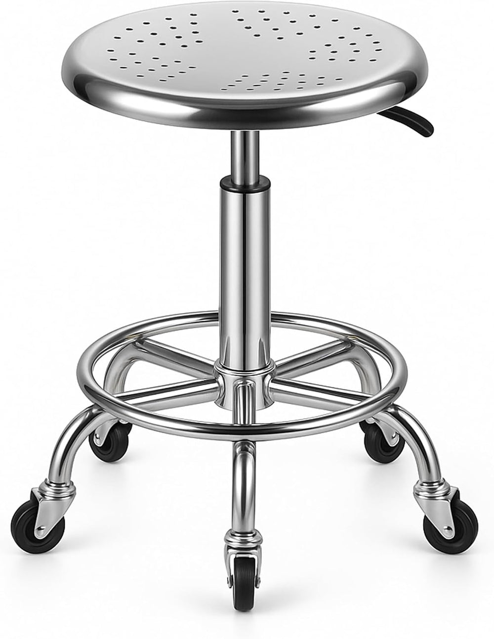 Rolling Stool, Stainless Steel Workbench Stool, Adjustable Swivel Stool Medical