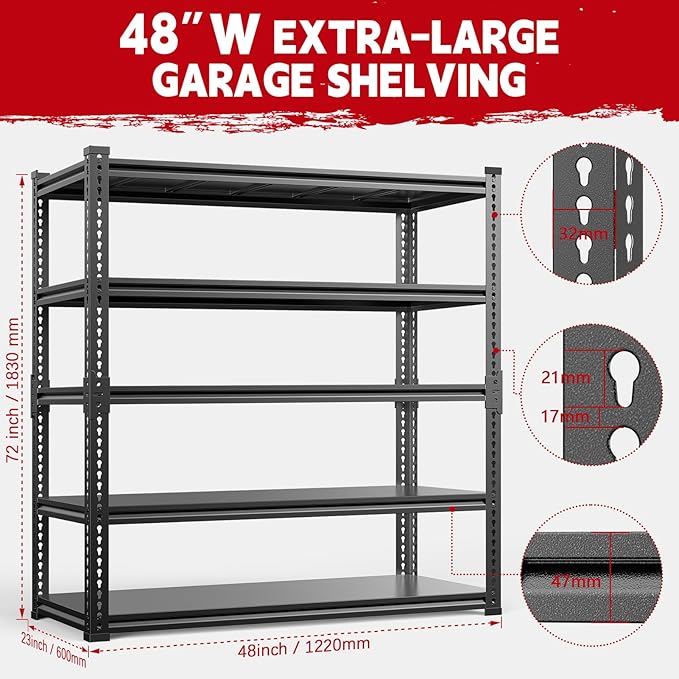 Garage Shelving, Boltless Assembly, Adjustable Large Garage Storage Shelves