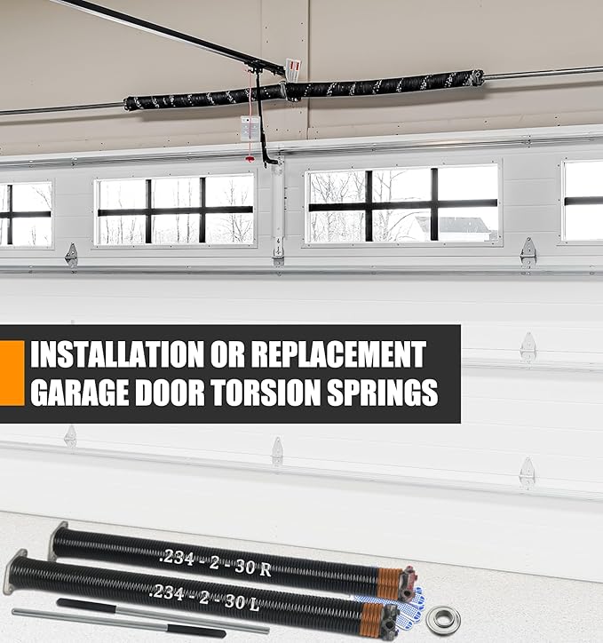 Garage Door Torsion Spring Set, Pair of 2" Electrophoresis Coated Garage...
