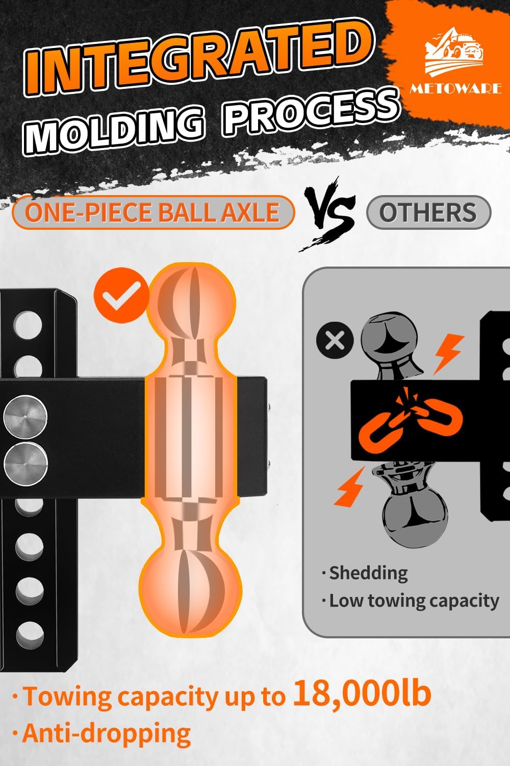 METOWARE 2.5'' Aluminum Adjustable Trailer Hitch, 6'' Drop/Ri...