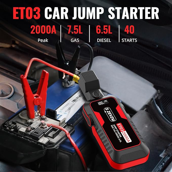 S ZEVZO ET03 Car Jump Starter 2000A Jump Starter Battery Pack