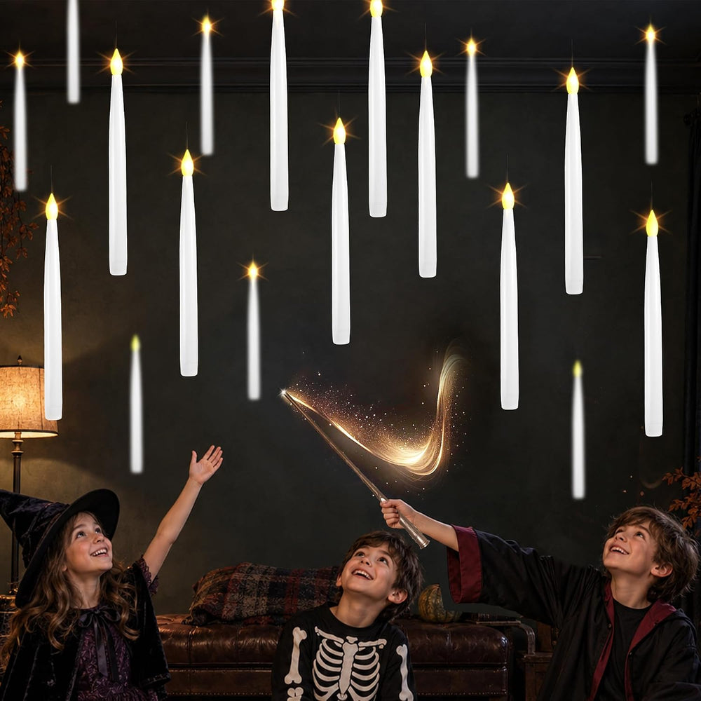 LUSHARBOR Floating Candles with Wand, Halloween Magic Flameless Candles
