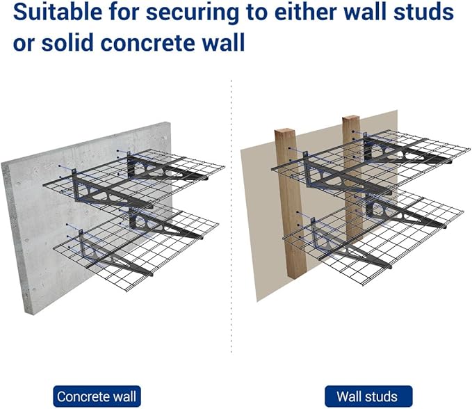 FLEXIMOUNTS 2 Pack 2x4ft Garage Shelving, Wall Shelf Garage Storage Rack