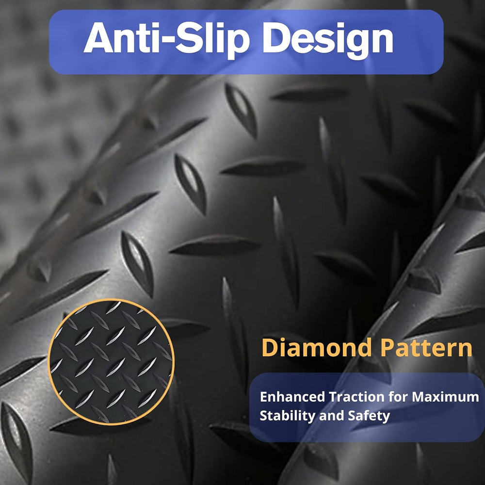 4x10FT Flooring Roll Diamond Plate Rubber Garage Floor Mat, Black