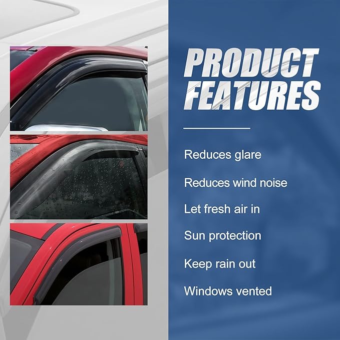 Auto Dynasty 2Pcs Carbon Fiber Pattern Window Visors Compatible