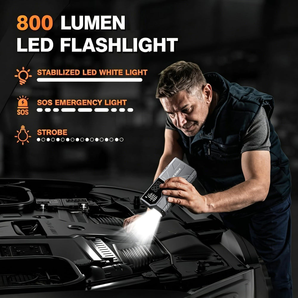 8000A Jump Starter with Air Compressor, 150PSI Auto-Shutoff Tire Inflator