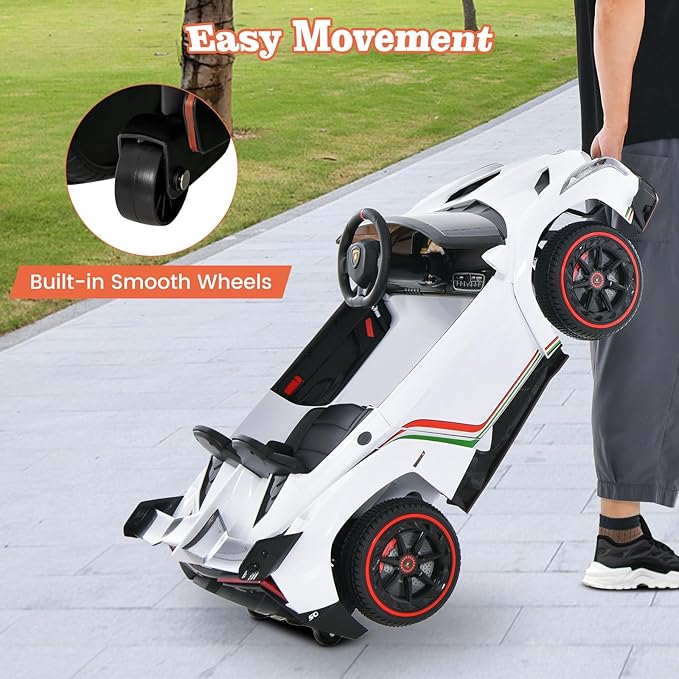 Costzon Ride on Car, Lamborghini Licensed 12V Battery Powered 4WD Sports Car