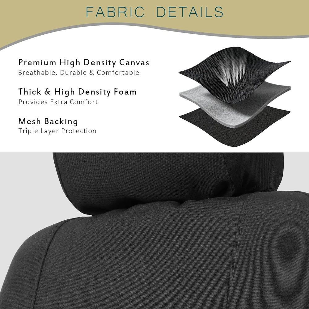 Champlus Car Seat Covers for Two Front Seats, Universal Fit, Black