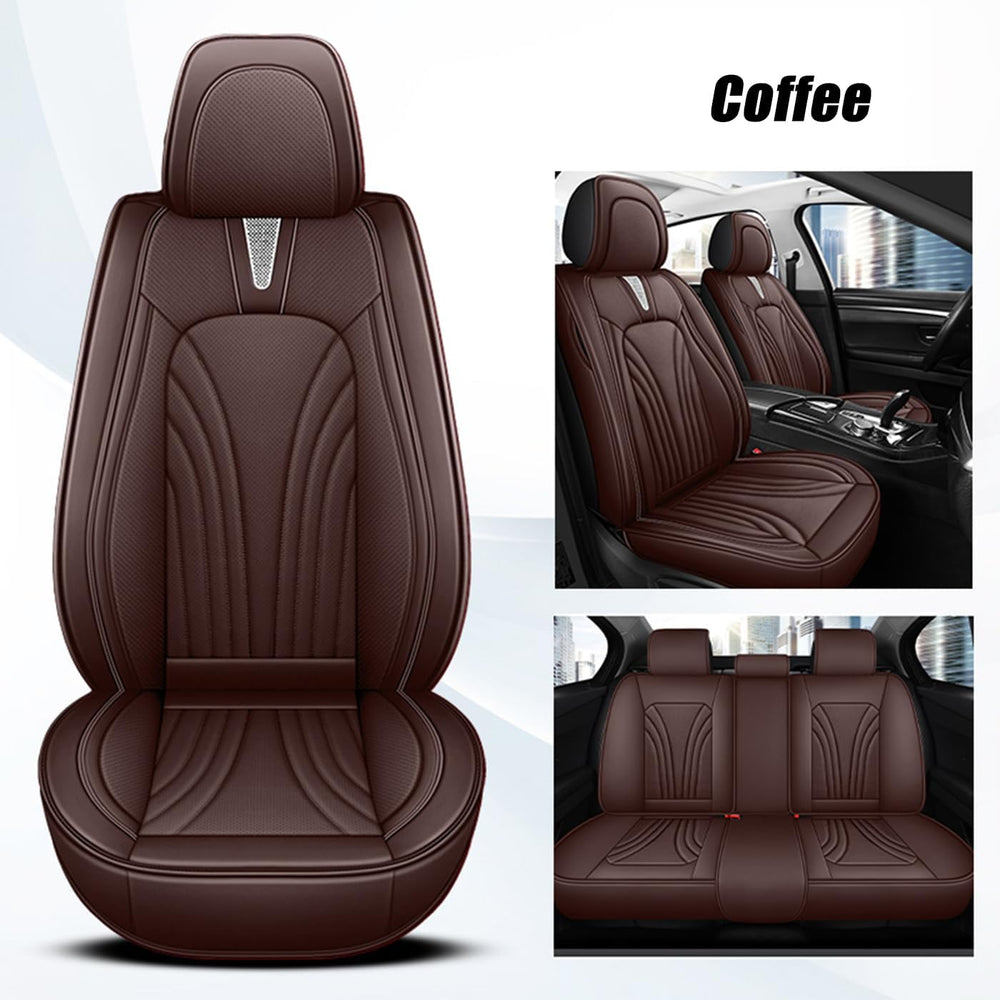Car Seat Covers Full Set for 5 Seats - Nappa Leather 3D Foam Back Support, Su...