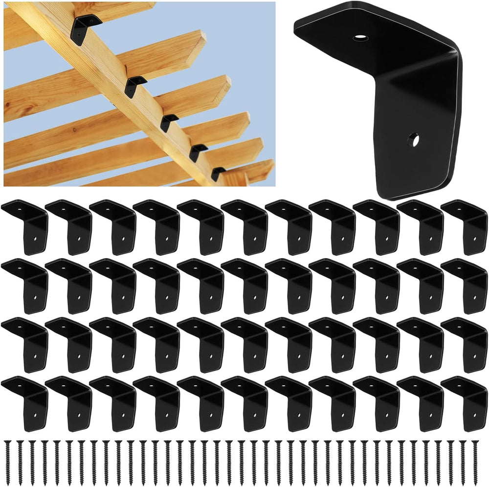 MorningRo 50 Pcs Black Pergola Hardware Rafter Clips Galvanized Steel Rafter ...