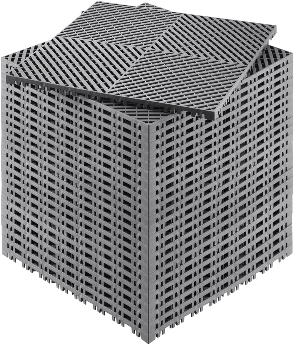 VEVOR Interlocking Drainage Mat, 15.7” x 15.7” Modular Interlocking Cushion (...