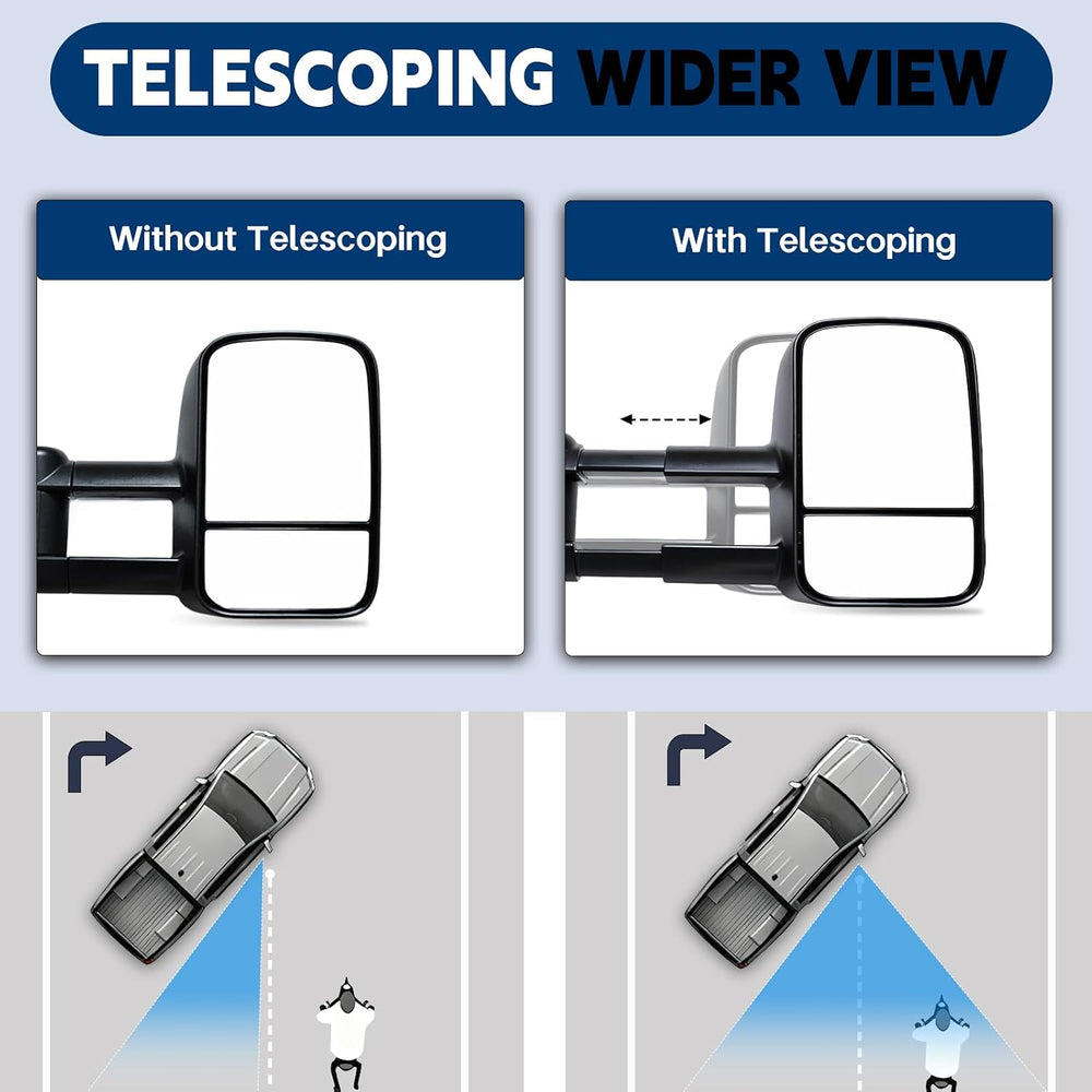 AERDM New Pair Towing Mirrors Set Telescoping Tow Mirrors fit for 1988-1998 C...
