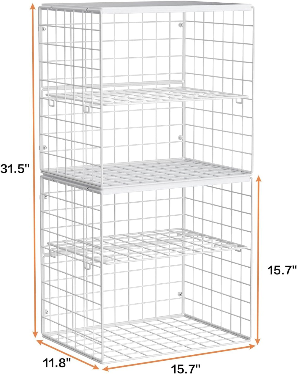 4-Tier Stackable Closet Organizers and Storage Shelves, Closet Storage Basket...