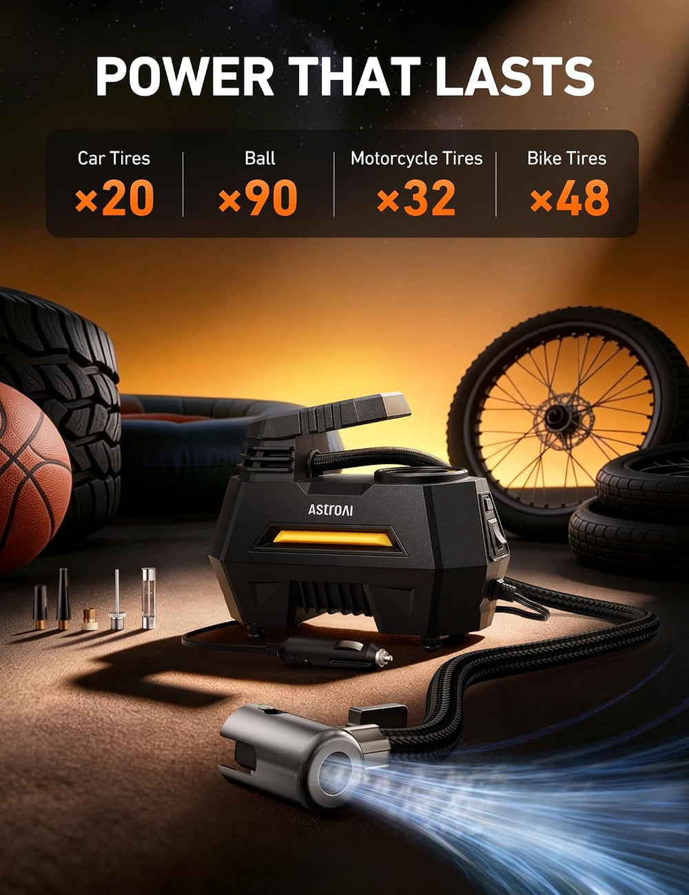 AstroAI AIRUN H1 Tire Inflator Portable Air Compressor,Fast Inflation Electri...