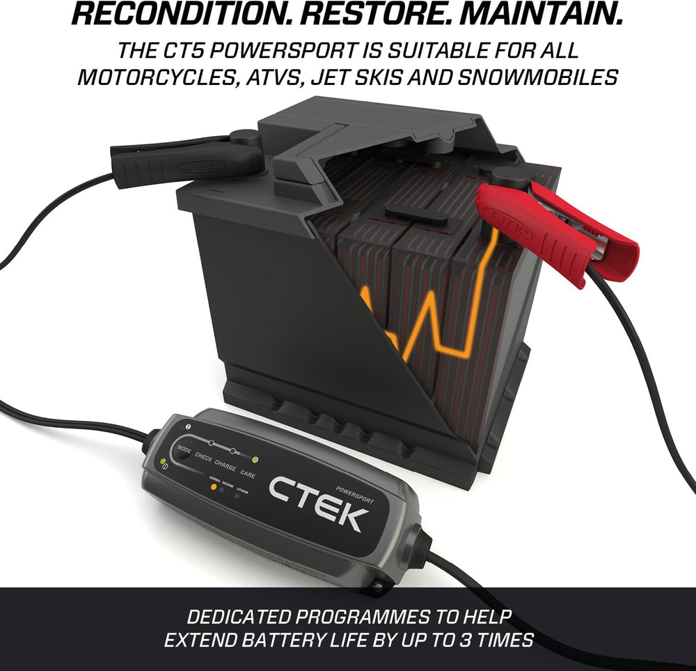 CTEK CT5, 12V Automotive Battery Charger for Auto, Motorcycle, ATV, Snowmobil...