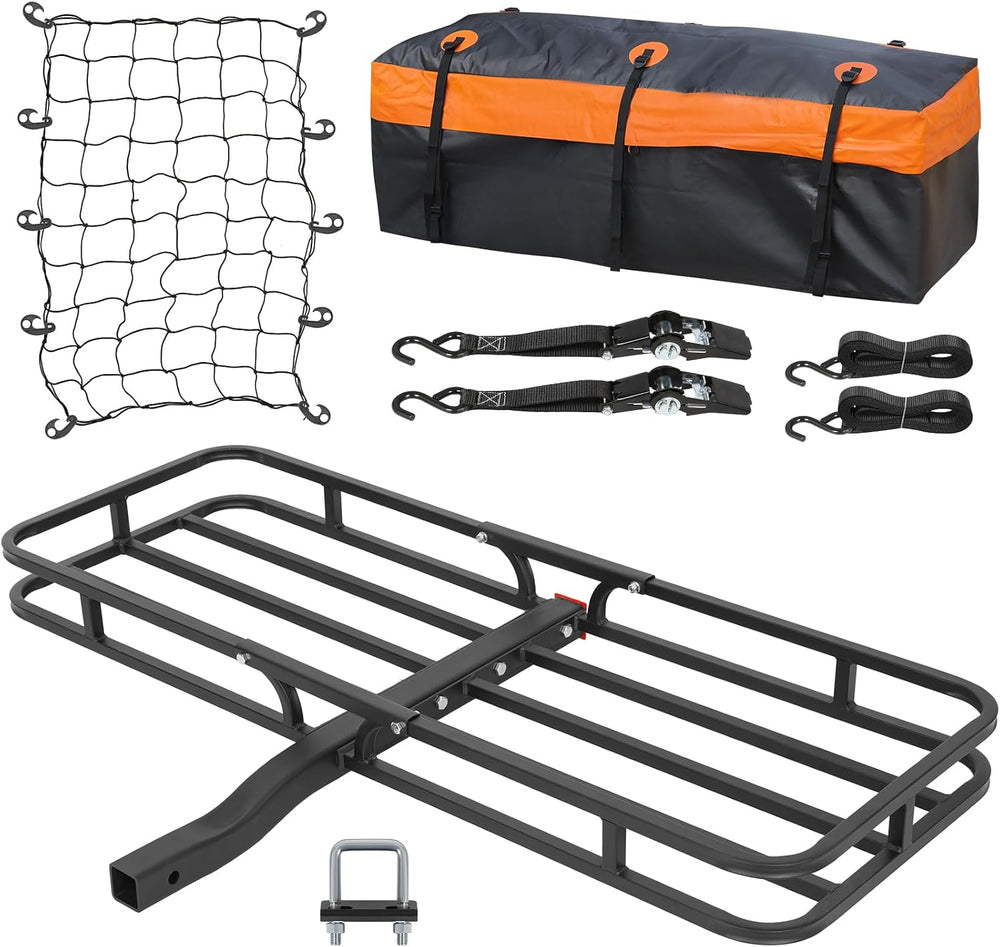 WEIZE 53" x 19" Hitch Mount Cargo Carrier Basket 500LB Capacity wit...