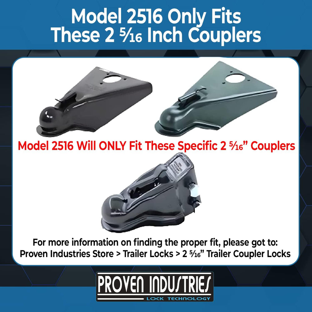 Proven Industries Model 2516 Heavy-Duty Trailer Coupler Lock for 2 5/16 Coupl...