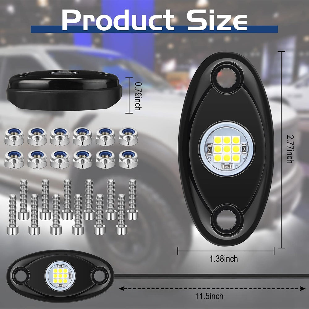 Macarrie 12 Pods Rock LED Lights Waterproof Neon Underglow Trail Rig Lamp Lig...